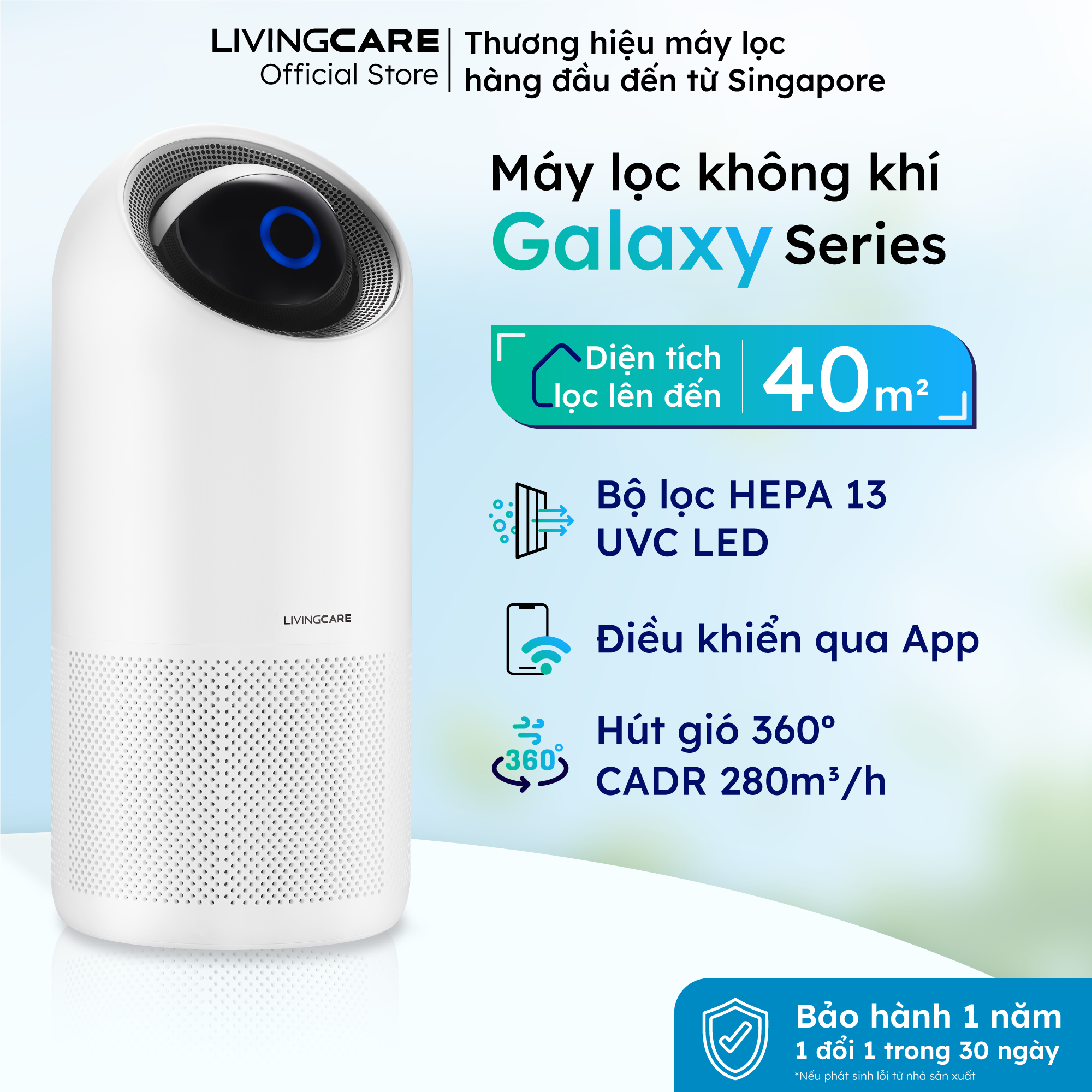 Máy lọc không khí Galaxy Series, HEPA13, Livingcare